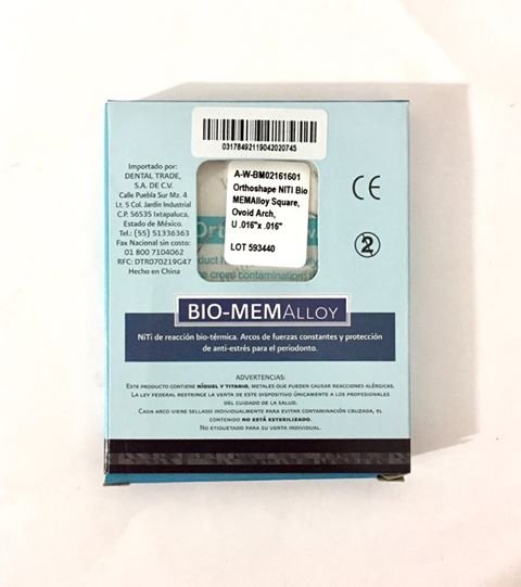 ARCO BIOMEMALLOY .016X.016 SUP CAJA C/10