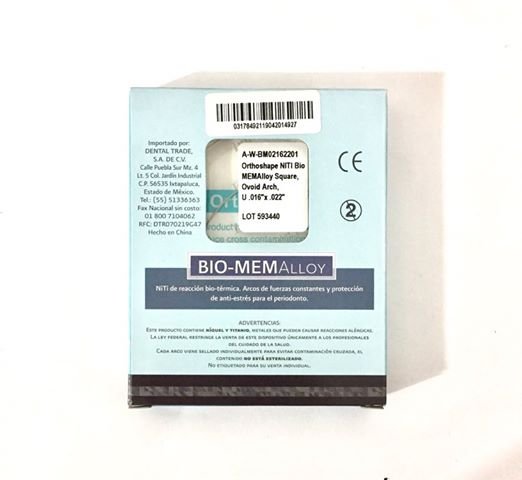 ARCO BIOMEMALLOY .016X.022 SUP CAJA C/10