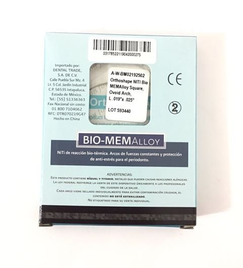 ARCO BIOMEMALLOY .019X.025 INF CAJA C/10