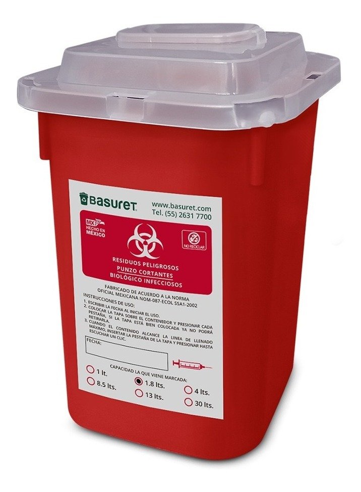 CONTENEDOR P/RESIDUOS PUNZOCORTANTES 1.8
