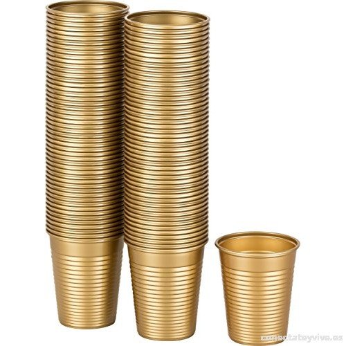 VASOS DE PLASTICO DORADO