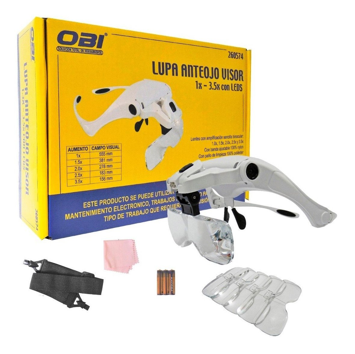LUPA ANTEOJO CON LED 1x A 3.5x OBI