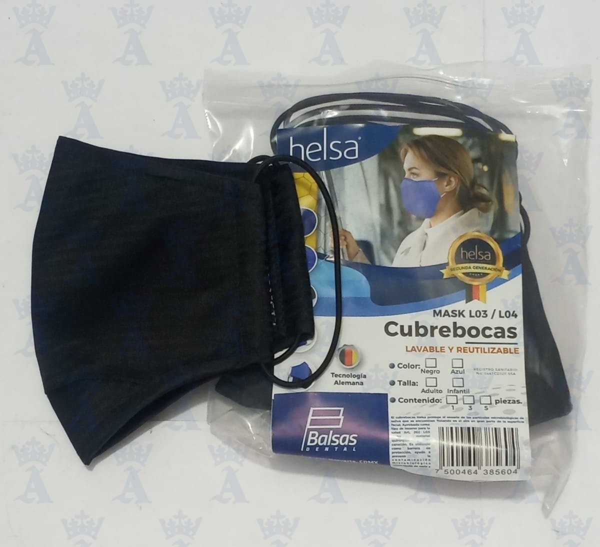 CUBREBOCAS P/ADULTO NEGRO C/5 PZ LAVABLE