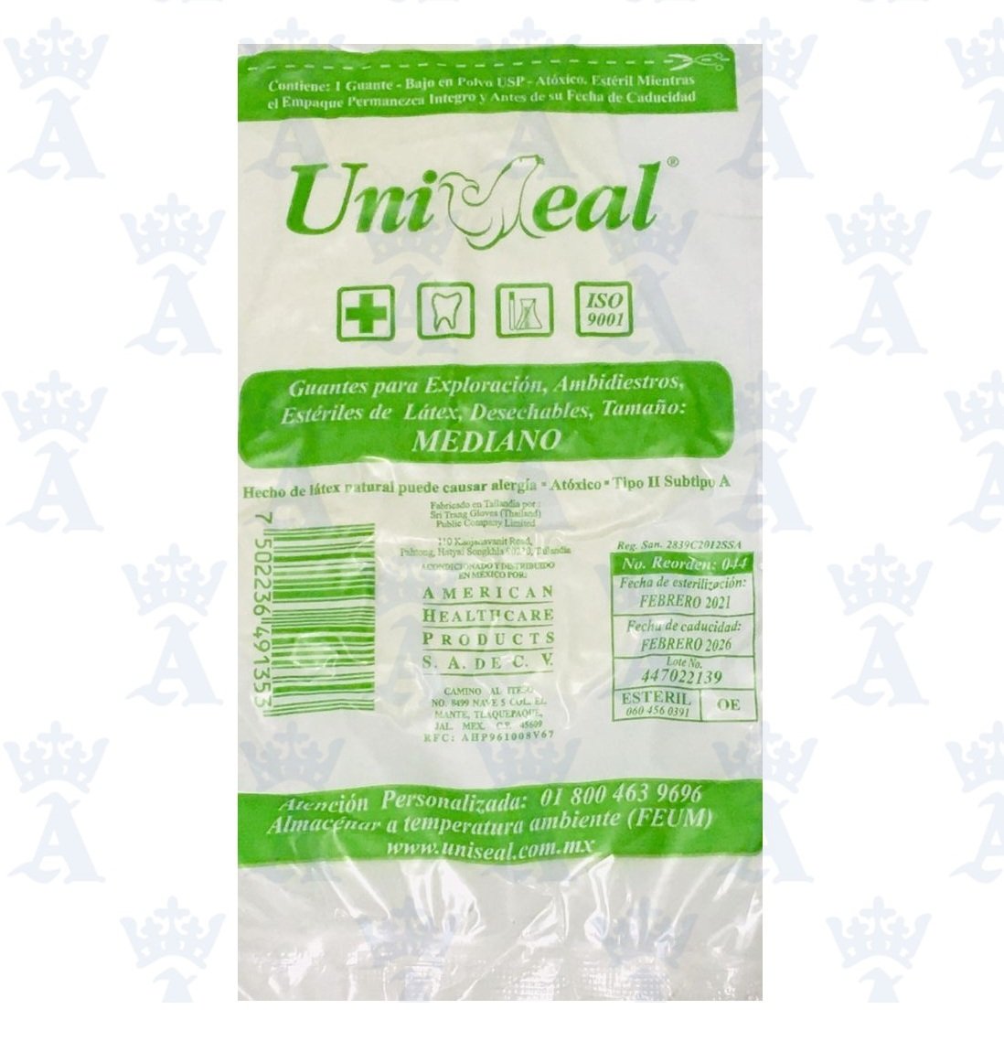 GUANTE ESTERIL LATEX M UNISEAL