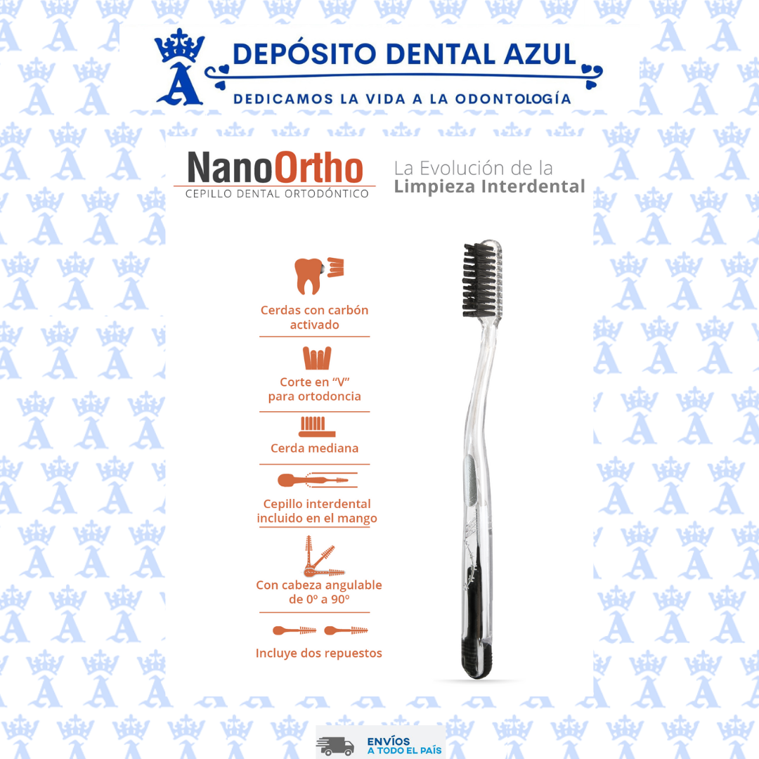 CEPILLO NANO ORTHO CERDAS CARBON ACTIVO PZA