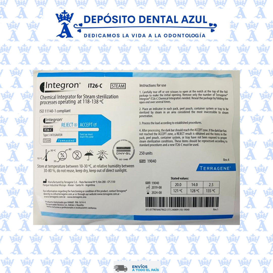 TIRAS P/ESTERILIZAR INTEGRON C/250