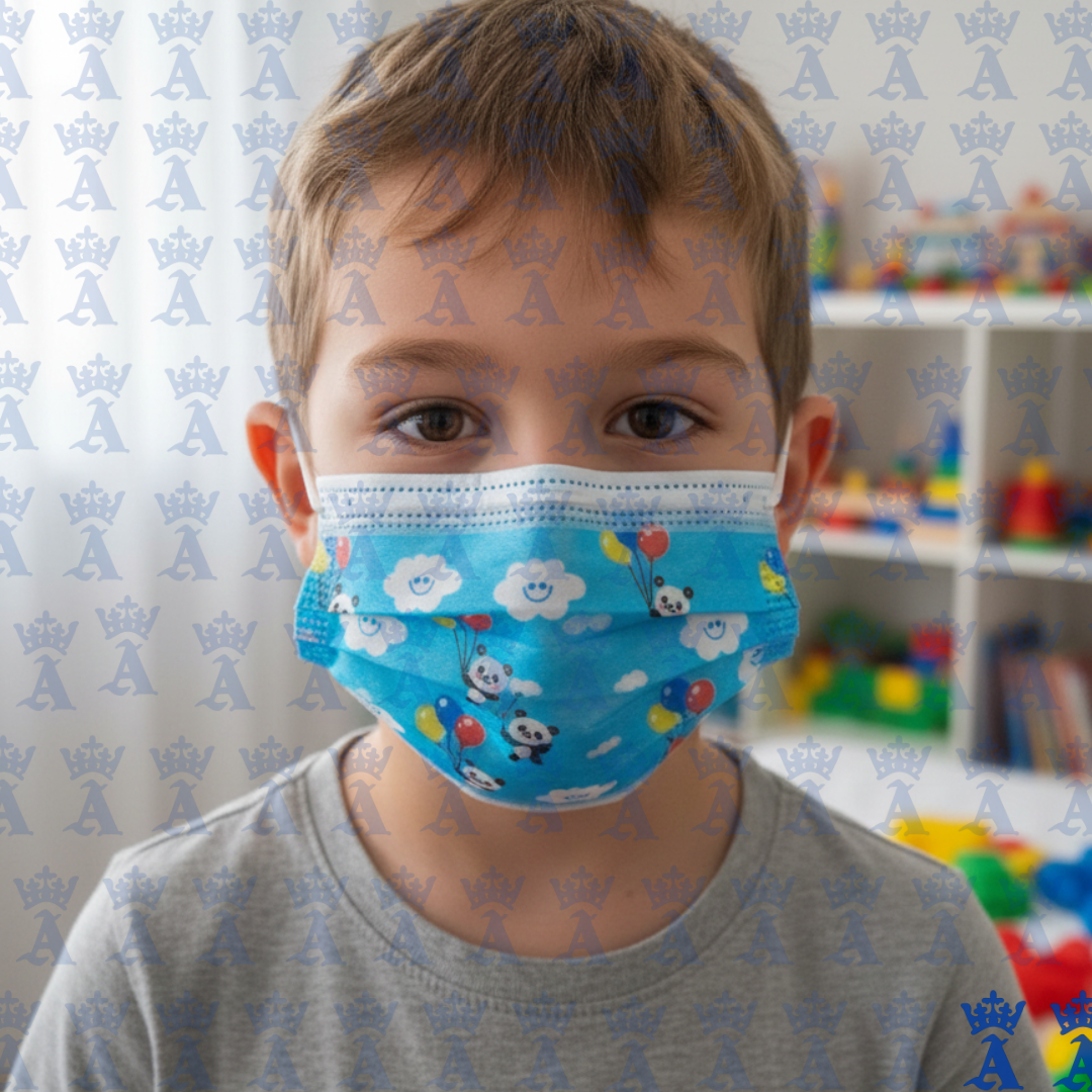 CUBRE BOCAS INFANTIL BLUE PANDA C/50